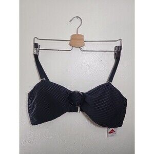 Lands End Textured Black Bikini Top With Lycra Size L NWT